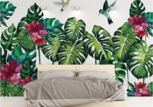 Mural Paint Brushes Beibehang Custom Mural Tropical Plant Hummingbird Hand Painted