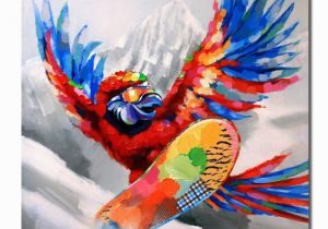 Mural Painting Cost 2019 Hand Painted Free Shippiing Pop Art Oil Painting Animal Parrot