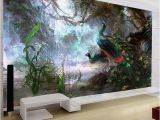 Mural Painting Cost 3d Nature Wallpaper Beautiful Peacock forest 3d Stereo Oil Painting