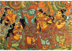 Mural Painting Cost Ret M Art Digital Art Kerala Mural Krishna Leela with Gopis