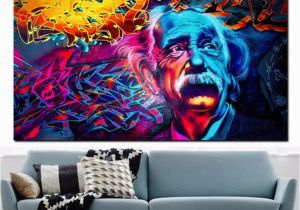 Mural Painting Materials 2019 Einstein Brain Canvas Painting Abstract Pop Art Spray Painting
