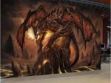 Mural Paints Supplies Custom Mural Wallpaper World Warcraft Fiery Dragon Background