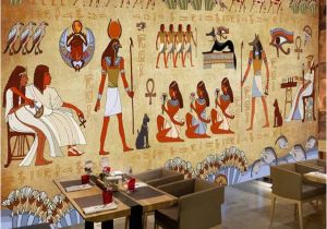 Mural Paints Supplies Wallpaper European Style Retro 3d Ancient Egyptian Pharaoh