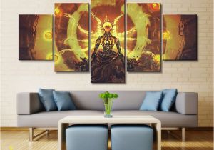 Mural Printing Service 5 Panel Overwatch Zenyatta Game Canvas Printed Painting for Living