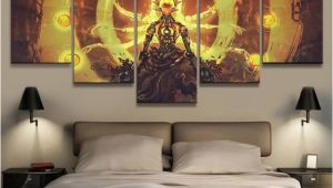 Mural Printing Service 5 Panel Overwatch Zenyatta Game Canvas Printed Painting for Living