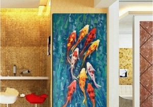 Mural Printing Service Wall Art Picture Hd Print Chinese Abstract Nine Koi Fish Landscape