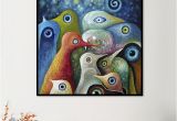 Mural Size Prints Animal Single Painting Multi Color Abstract Square Birds Canvas