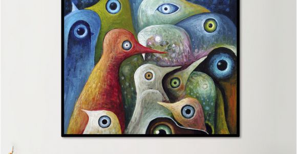 Mural Size Prints Animal Single Painting Multi Color Abstract Square Birds Canvas