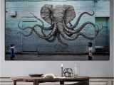 Mural Size Prints Mural Of A Hybrid Elephant Octopus Creature Painting Print On Canvas