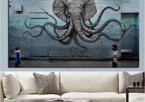 Mural Size Prints Mural Of A Hybrid Elephant Octopus Creature Painting Print On Canvas