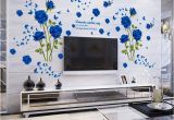 Mural Stickers for Walls wholesale Blue Flower Mural Rose 3d Wall Stickers Mural