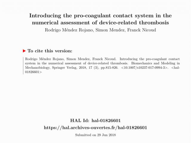 Mural Thrombus Treatment Putational Model Of Device Induced Thrombosis and Thromboembolism ...