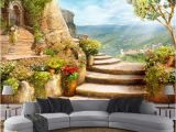 Mural Wall Painting 3d Custom Mural Wallpaper 3d Stereoscopic Space Balcony Stairs European Garden View Wall Painting Living Room Decor Wallpaper Free Wallpapers for