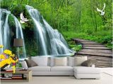 Mural Wall Painting 3d Lwcx Custom Mural 3d Wallpaper forest Falls Bridge