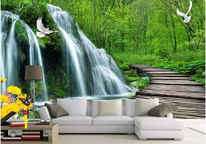 Mural Wall Painting 3d Lwcx Custom Mural 3d Wallpaper forest Falls Bridge