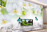 Mural Wall Painting 3d Modern Simple White Flowers butterfly Wallpaper 3d Wall Mural Living Room Tv sofa Backdrop Wall Painting Classic Mural 3 D Wallpaper