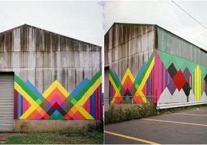 Murals for Outdoor Walls Modify An Old Barn with Bold Colors to Beautify the Outdoor Wall