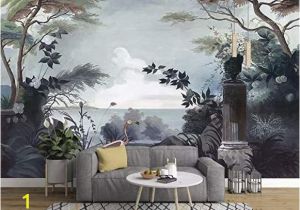 Murals to Paint On Walls Murwall Dark Trees Painting Wallpaper Seascape and Pelican