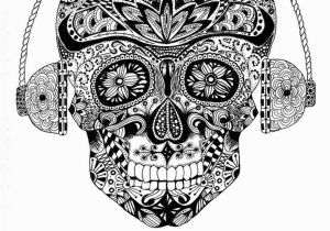 Music is My Life Coloring Pages Music is My Life Skull and Headphones ornate by