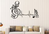 Music Murals for Walls Vinyl Wall Decal Musical Note Heartbeat Pulse Music Art Stickers