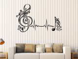 Music Murals for Walls Vinyl Wall Decal Musical Note Heartbeat Pulse Music Art Stickers