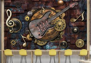 Music Wall Murals Wallpaper Custom Mural Wallpaper Wall Covering Retro Metal Gears Musical Notes Guitar Bar Ktv Background Picture Decoration Wall Painting Wall Wallpapers Hd