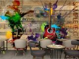 Music Wall Murals Wallpaper Us $8 8 Off Beibehang Wallpaper 3d On the Wall Retro Vintage Rock Music Wooden Board Guitar Mural 3d Background Wall Papier Peint Mural 3d In