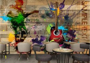 Music Wall Murals Wallpaper Us $8 8 Off Beibehang Wallpaper 3d On the Wall Retro Vintage Rock Music Wooden Board Guitar Mural 3d Background Wall Papier Peint Mural 3d In