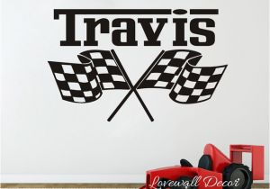 Nascar Wall Murals Custom Racing Car Flag Name Wall Sticker Boy Room Kids Room