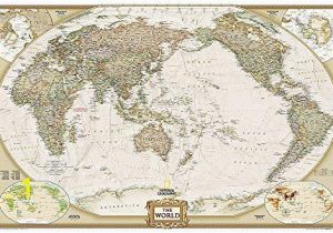 National Geographic Executive World Map Wall Mural World Executive Pacific Centered [enlarged and Tubed