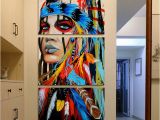 Native American Wall Murals Painting Canvas Printed Poster Modern 3 Panel Native American Girl