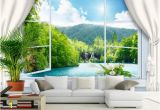 Nature 3d Wall Murals Benutzerdefinierte Wandbild Tapete 3d Stereoskopischen Fenster Landschaft Hintergrund Wandmalereien Tapete Für Wohnzimmer Papel De Parede 3d