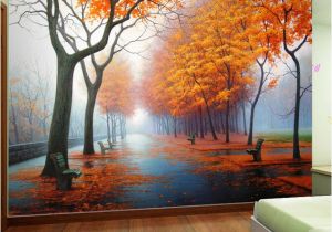 Nature Scene Wall Murals Customized Wallpaper 3d Autumn Maple Leaf Natural Scene Wall