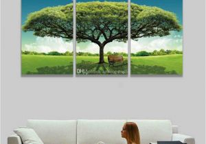 Nature Wall Murals Cheap 2019 3 Panel Canvas Wall Art Green Tree Scenery Landscape Painting