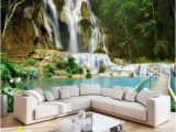 Nature Wall Murals Cheap 3d forest Waterfall Wallpaper Lake and Bridge Wall Mural In