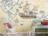 Nautical Map Wall Mural Amazon Cartoon Animal Map Nautical Children S Room Non