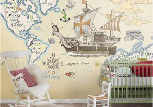 Nautical Map Wall Mural Amazon Cartoon Animal Map Nautical Children S Room Non