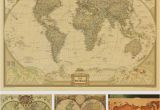 Nautical Map Wall Mural Vintage World Map Home Decoration Detailed Antique Poster