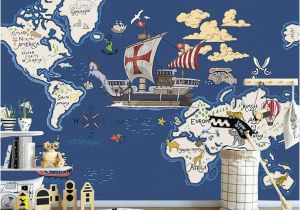 Nautical Map Wall Mural World Animal Treasure Map Nautical Wind Children S Room Background Wall Custom Mural Green Wallpaper Any Size Wallpapers High Resolution