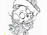 New School Tattoo Coloring Pages Skull and Roses Coloring Pages for Adults