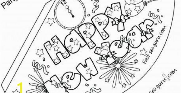New Years Eve Coloring Pages Printable Print Out Happy New Year Party Hat Coloring for Kids