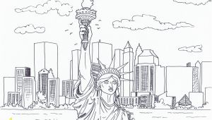 New York City Coloring Pages for Kids New York City Skyline Pencil Drawing Sketch Coloring Page