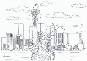 New York City Coloring Pages for Kids New York City Skyline Pencil Drawing Sketch Coloring Page