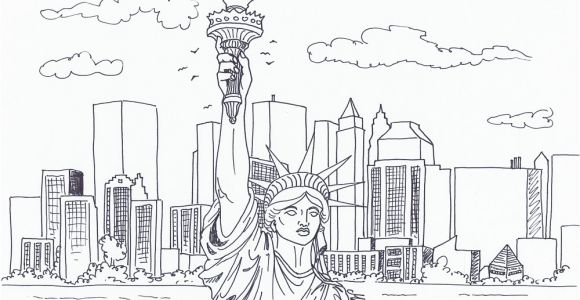 New York City Coloring Pages for Kids New York City Skyline Pencil Drawing Sketch Coloring Page