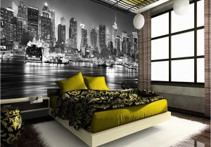 New York Wall Mural Uk New York City at Night Skyline View Black & White Wallpaper Mural