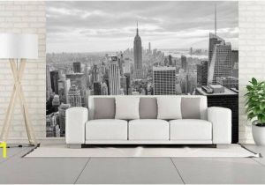 New York Wall Mural Wallpaper Wall Mural Panorana Of New York White&black Photo Of