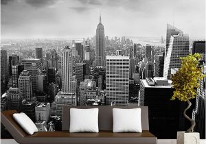 New York Window Wall Mural Black & White 3d Wall Mural Night Scenery New York City Custom 3d Mural for Background Living Room Architectural Removable Wallpaper C Wallpaper