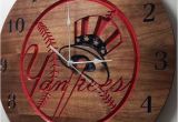 New York Yankee Wall Murals New York Yankees Clock Engraved Wall Art Custom Engraved Wood