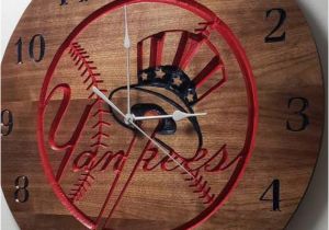 New York Yankee Wall Murals New York Yankees Clock Engraved Wall Art Custom Engraved Wood