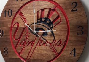 New York Yankees Wall Murals New York Yankees Clock Engraved Wall Art Custom Engraved Wood